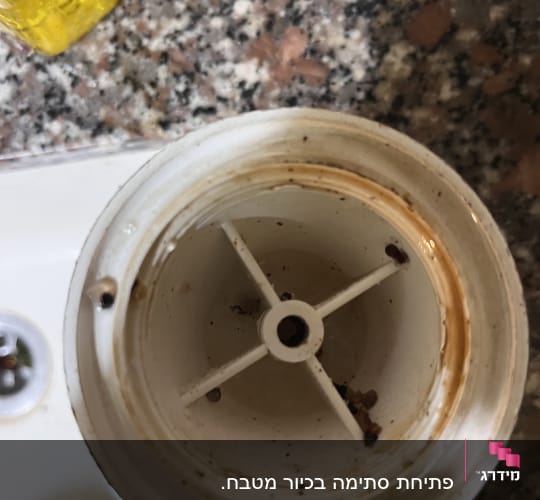 חלק פנימי של מסנן מים עם לכלוך